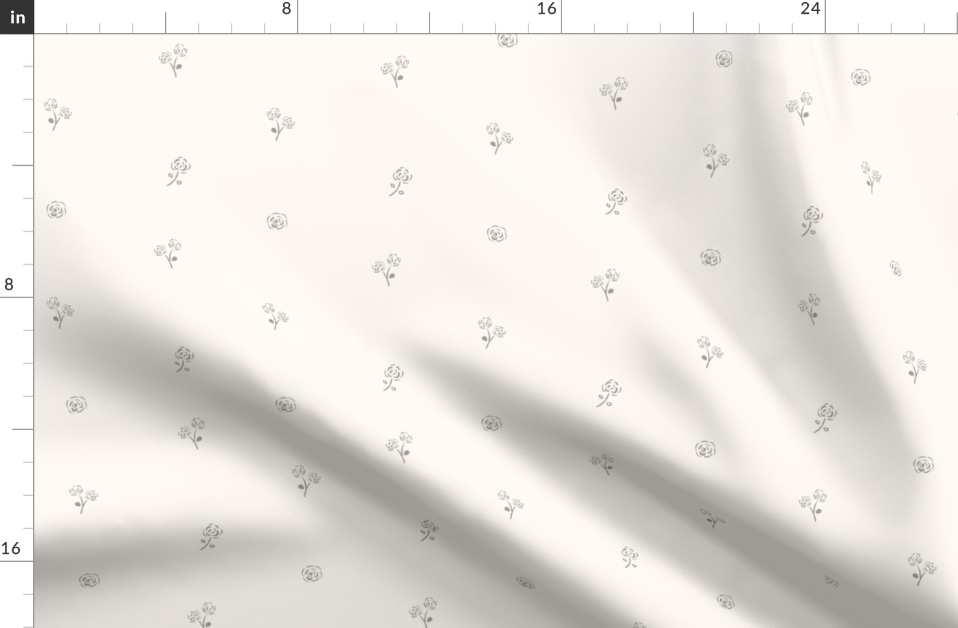 My Little Paris Dainty Flowers in French Grey on Off White Background | Small Version