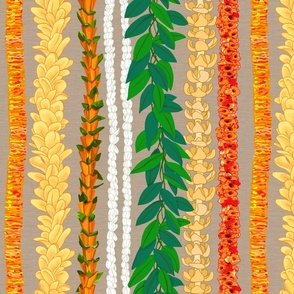 medium -Hawaiian flower Lei Stand--tan texture