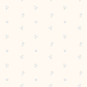 My Little Paris Dainty Flowers in Light Blue on Off White Background | Small Version