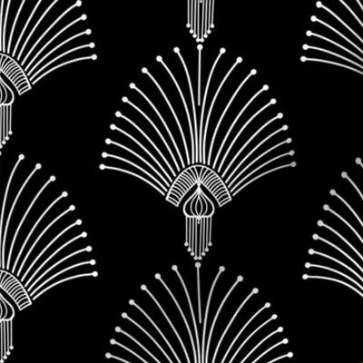 Art Deco Luxe Great Gatsby Golden Twenties Style Pattern  White On Black Smaller Scale