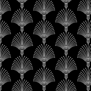 Art Deco Luxe Great Gatsby Golden Twenties Style Pattern  White On Black Smaller Scale