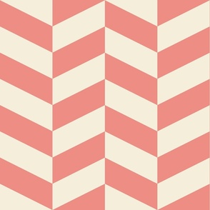 Soft-pastel-dark-salmon-pink-and-warm-vintage-antique-beige-white-chevron-zigzag-XL-jumbo