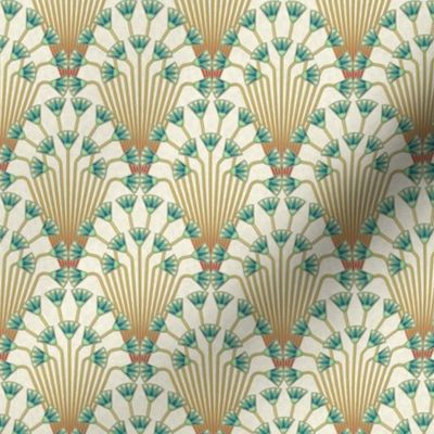 papyrus flowers (light, teal flowers) - 1/8 size