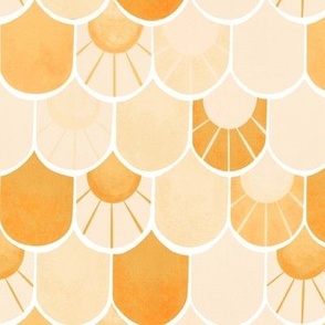 Golden Hour - Sunshine Mosaic Tiles (Transparent/White Lines For Metallic Wallpaper)