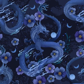 Blue Floral Dragon 