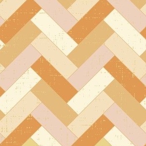 chevron / herringbone with tonal tangerine hues and organic linen textured-(M)