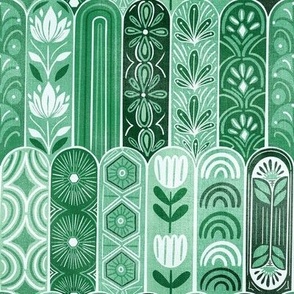 Green Dawn - Art Deco Mosaic Tiles (Small Scale)