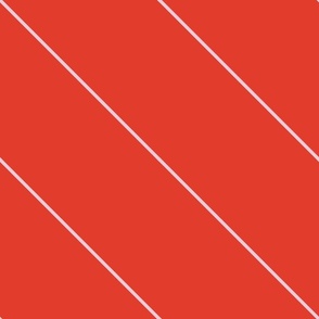 L| Minimal white diagonal stripy stripe on scarlet red