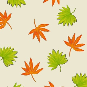 Falling Japanese Maple leaves. (Ivory)