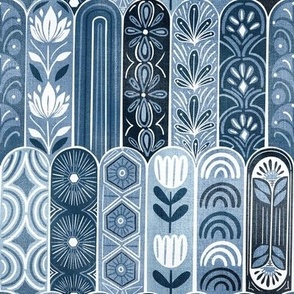 denim art deco mosaic tiles pattern