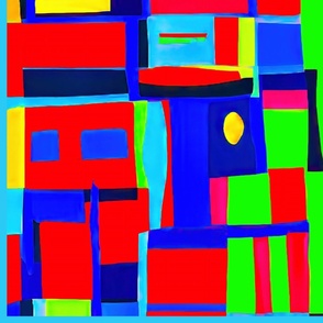 abstract blue orange green shapes L