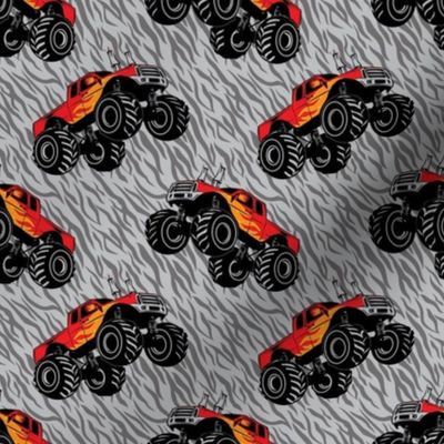Smaller Monster Trucks and Flames Grey