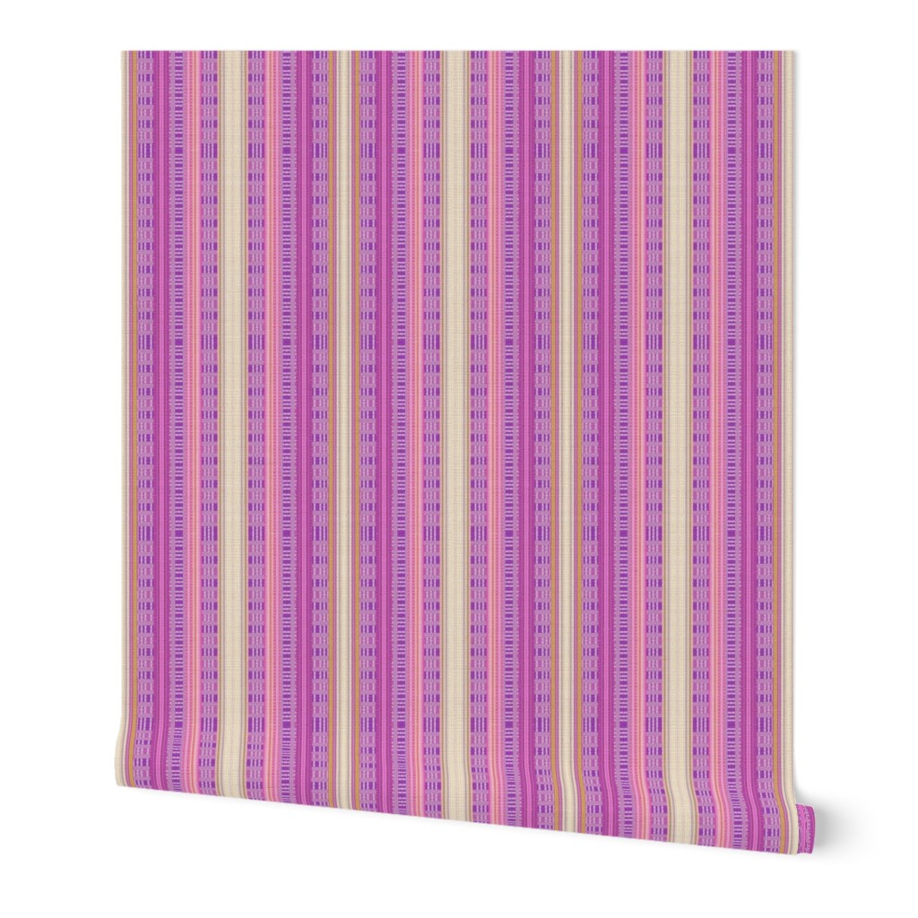 woven boho stripes vertical lilac pink golden