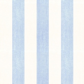 Bold Linen Look Vertical Stripe in Baby Blue and Cream Linen