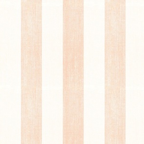 Bold Linen Look Vertical Stripe in Apricot Pink and Cream Linen