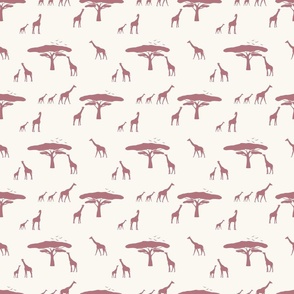 african safari_giraffe_trees_birds_beige_dusky pink_small