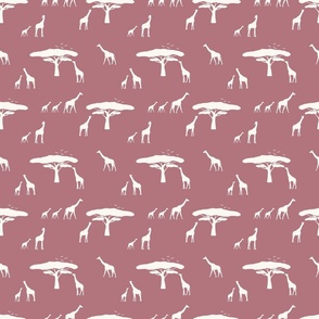 african safari_giraffe_trees_birds_dusky pink_beige_small