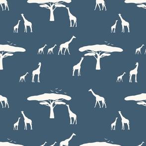 african safari_giraffe_trees_birds_beige_blue_medium 
