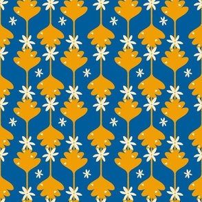 Flowers with hearts - yellow and blue