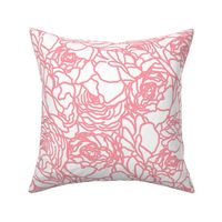 Rose Line Art Peachy Pink on White