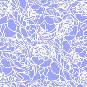 Rose Line Art White on Periwinkle Purple