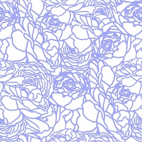 Rose Line Art Periwinkle Purple on White