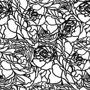 Rose Line Art Black on White