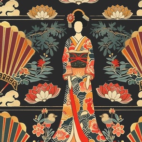 Japanese Geisha Art Deco Design