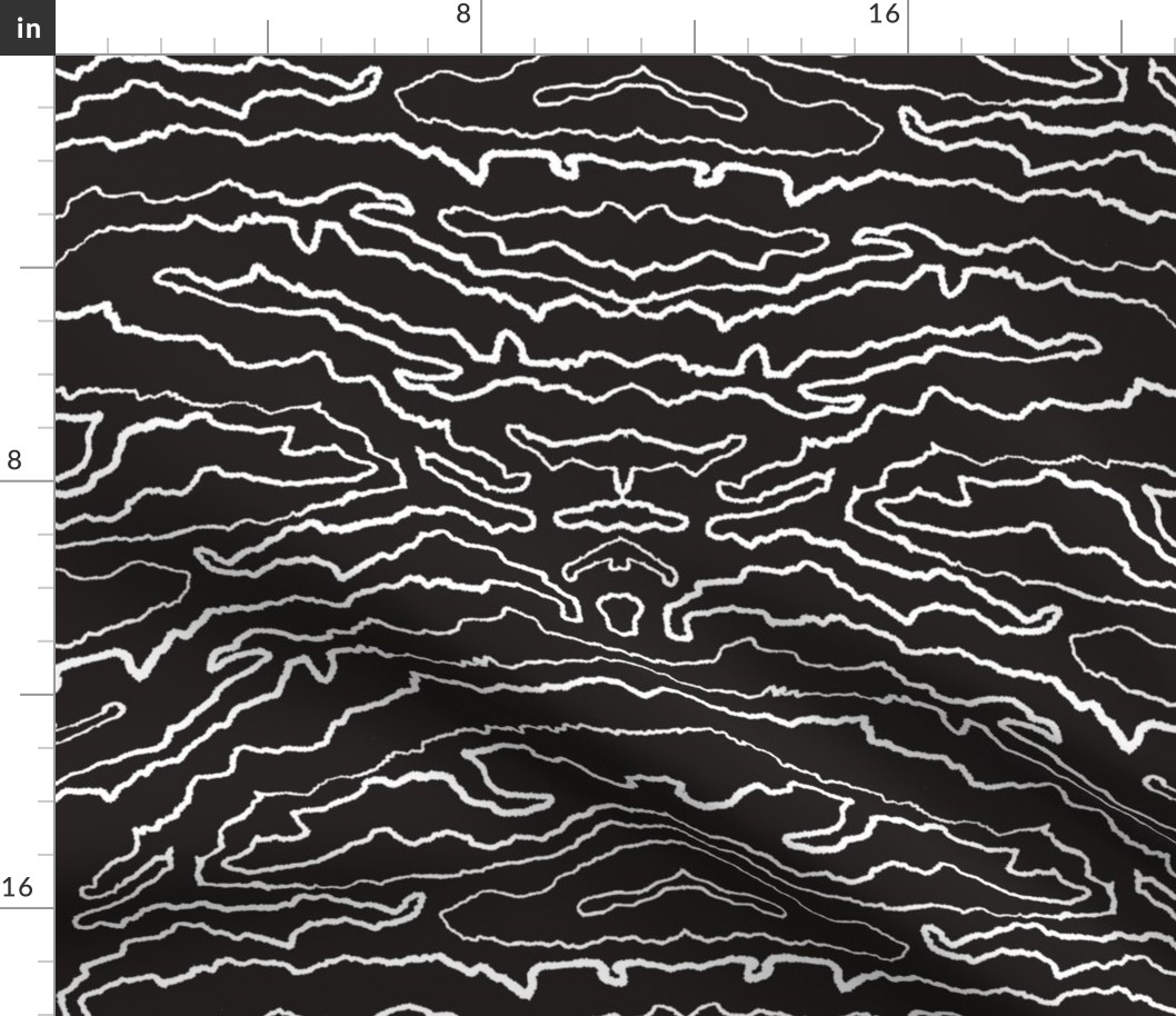 Abstract Topographic Texture in Black & White for Wallpaper & Fabric