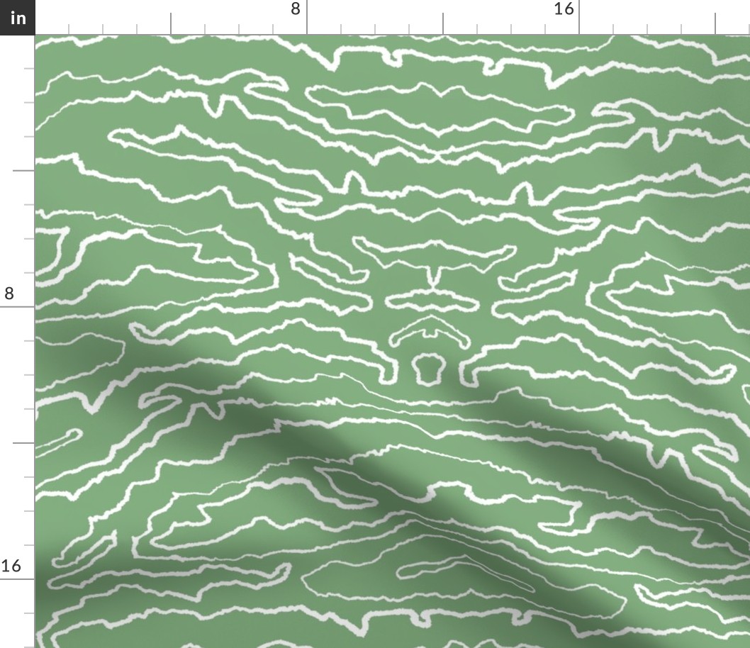 Abstract Topographic Texture in Green for Wallpaper & Fabric