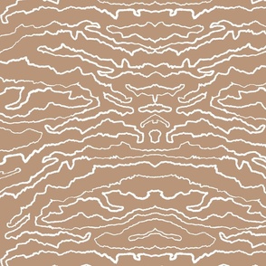 Abstract Topographic Texture in Brown & White for Wallpaper & Fabric