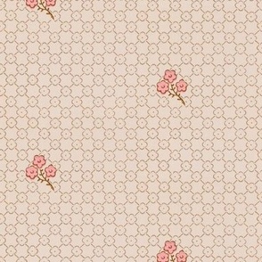 beige lattice with little pink flowers 