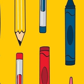 'Coloring' Art Supplies  on Yellow Large Scale