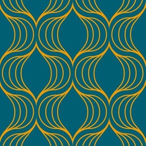 Retro ogee yellow lines on teal