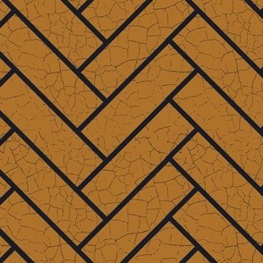 Herringbone / Chevron brown Gold (metallic) Textured Wallpaper- caramel brown and black-thick lines