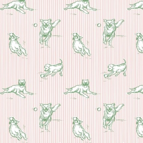 Dog Breeds for Baby & Kids Wallpaper & Fabric in Pink & Green