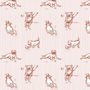 Dog Breeds for Baby & Kids Wallpaper & Fabric in Pink & Red
