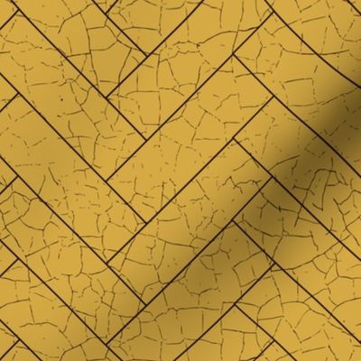 Herringbone / Chevron brown Golden mustard (metallic), crackled eggshell Textured Wallpaper- mustard yellow-thin lines