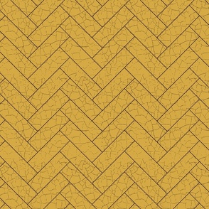 Herringbone / Chevron brown Golden mustard (metallic), crackled eggshell Textured Wallpaper- mustard yellow-thin lines