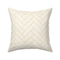 Herringbone / Chevron geometric contemporary, eggshell white and thin golden  lines with crackled eggshell Texture