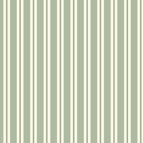 Allix Stripe: Sage & Cream Classic Stripe, Greenntage Rose Narrow Stripe