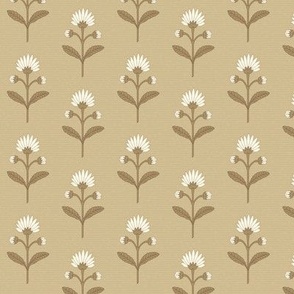 Naomi Floral: Golden Tan Small Floral, Small Scale Neutral Botanical
