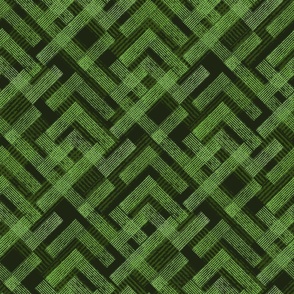 Abstract geometric pattern. Green shapes on a black background.