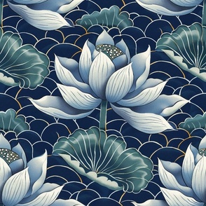 Japanese Lotus and Lily Pad Pattern