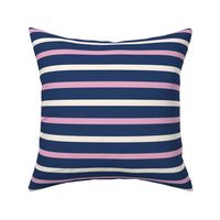 Lazuli Blue Breton Multi Stripe with Lilac Rose Pink and Cream Thin Nautical Horizontal Feminine Stripes