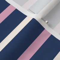 Lazuli Blue Breton Multi Stripe with Lilac Rose Pink and Cream Thin Nautical Horizontal Feminine Stripes