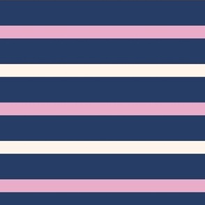 Lazuli Blue Breton Multi Stripe with Lilac Rose Pink and Cream Thin Nautical Horizontal Feminine Stripes