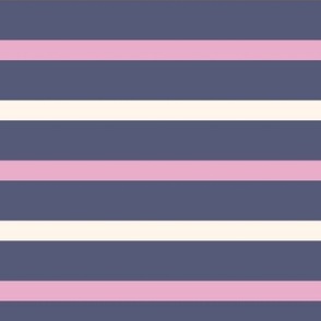 Nightshade Purple Breton Multi Stripe with Lilac Rose Pink and Cream Thin Nautical Horizontal Feminine Stripes