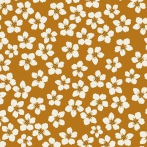 Large Ditsy Floral (White and Mustard Yellow) (Y-1)(10.5"/12")