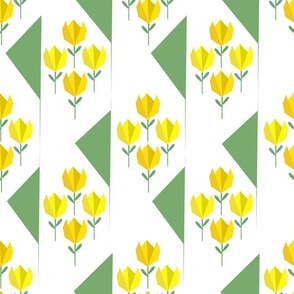 (L) Origami yellow tulips spring garden-white